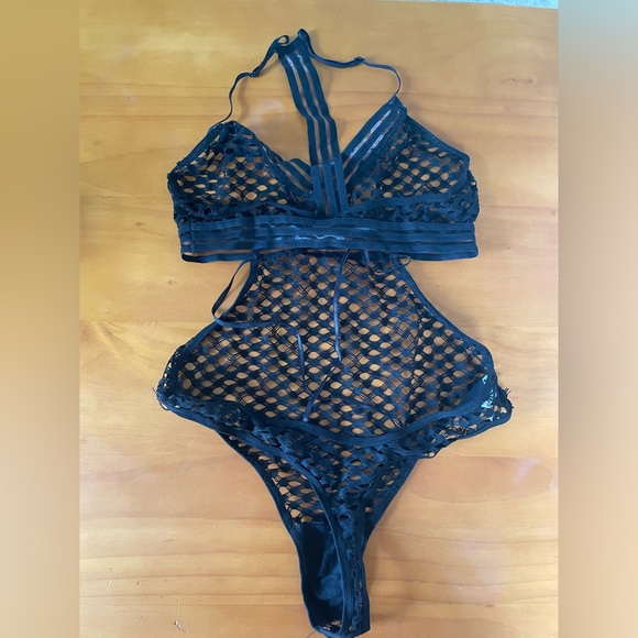 NWOT sheer mesh thong bodysuit. Black. Size small - Picture 2 of 2